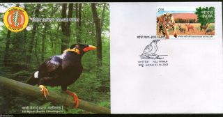 India 2007 Cgpex Hill Mynah Talking Bird Tiger Deer Stage Special Cover 7117 photo
