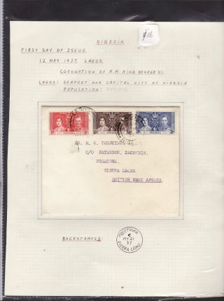 Nigeria : Coronation King George Vi Cover : First Day Of Issue F photo