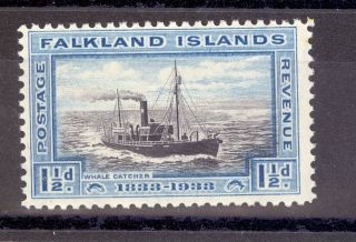 Falkland Islands Sg 129 1933 Centenary 1 1/2 D Whale Catcher Ship Stamp M/m photo