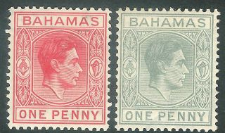 Bahamas 1938 Carmine 1d & Pale - Slate 1d Unmounted/mounted Sg150/150ab photo