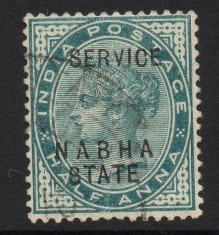 India - Nabha Sgo6 1888 ½a Blue - Green photo