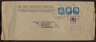 S.  Africa 1955 Officials Franking Late Use. .  Cover To Usa photo