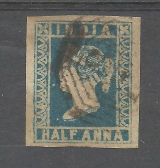 India Sg8 The 1854 Victorian Half Anna Pale Blue Fine With 4 M Cat £75 photo