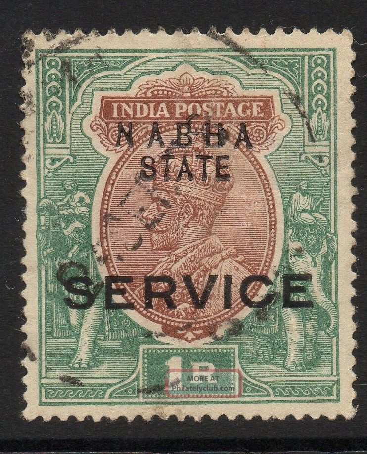 India - Nabha Sgo46 1913 1r Red - Brown & Deep Blue - Green British Colonies & Territories photo