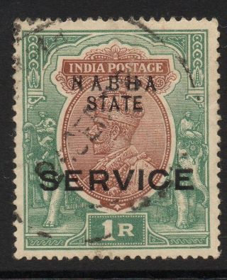 India - Nabha Sgo46 1913 1r Red - Brown & Deep Blue - Green photo