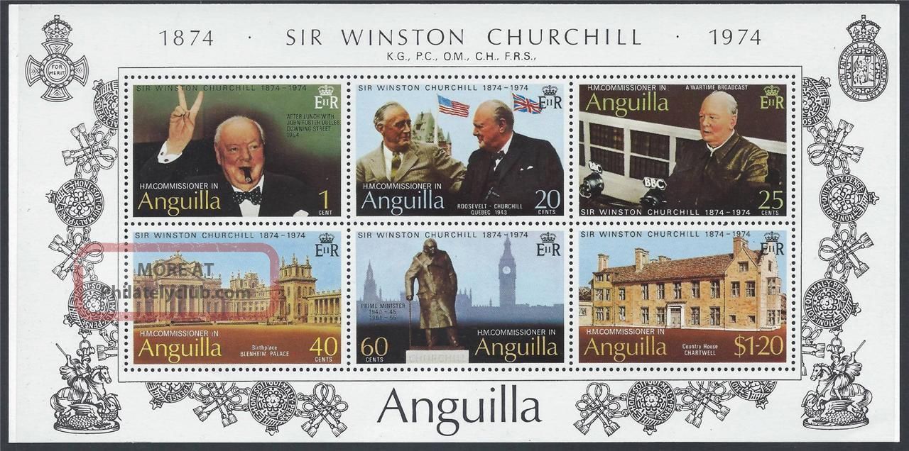Mini Sheet - Anguilla 1974 Birth Centenary Of Sir Winston Churchill Ms187 British Colonies & Territories photo