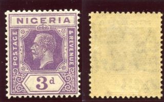 Nigeria 1921 Kgv 3d Bright Violet (die Ii) Mlh.  Sg 22a.  Sc 25. photo