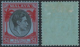 Malaya Straits Settlements Sg 290 1938 $1 Black And Red/blue photo