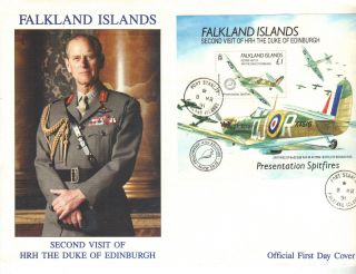 Falkland Islands 1991 Duke Edinburgh Spitfire Mini Sheet First Day Cover R:cw377 photo