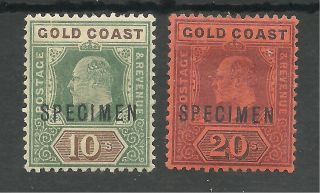 Gold Coast Sg47s&48s Edvii 1902 10/ - & 20/ - Overprinted Specimen photo