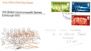 15 July 1970 Commonwealth Games Post Office First Day Cover London Ec Fdi photo