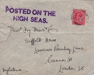 Gb : Royal Mail Steam Packet Cover ' Posted On The High Seas ' (1907) photo