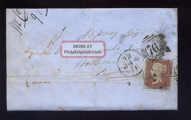 Penny Red Star Red Brown 1856 Cover. .  North West Railway Covers photo