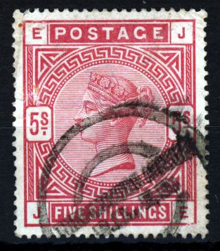 Gb Qv 1884 5 Shillings Crimson White Paper Wmk Anchor Sg 181 (spec.  K12[2]) Vfu photo