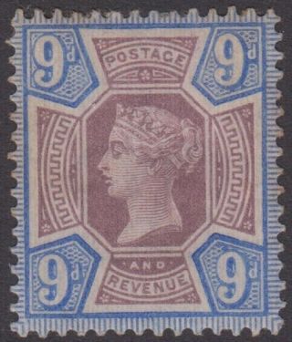 Gb Qv 9d Dull Purple & Blue Sg209 Cv=£75 Nine Pence Hinged 1887 - 92 Stamp photo