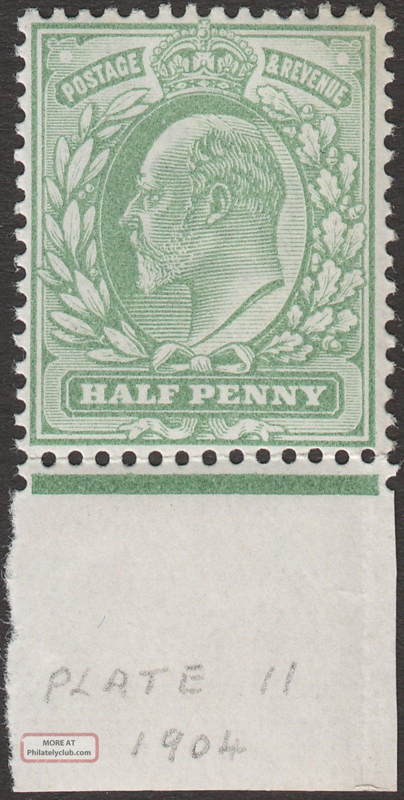 King Edward Vii 1904 ½d Yellowish Green Um Sg218 Great Britain photo