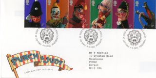 Gb 2001 Punch & Judy Royal Mail Fdc With Tallents House Pictorial Fdi Typed Addr photo