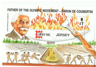 Jersey 1996 Capex 96 Mini - Sheet Olympic Baron De Couberton - Nh photo