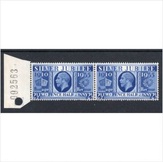 Sg456 2 1/2d Blue Pair With Sheet Number Fresh Unmounted photo