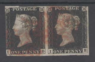1840 Penny Black (id & Ie) Fine 4 Margin & 3 Margin Pair photo