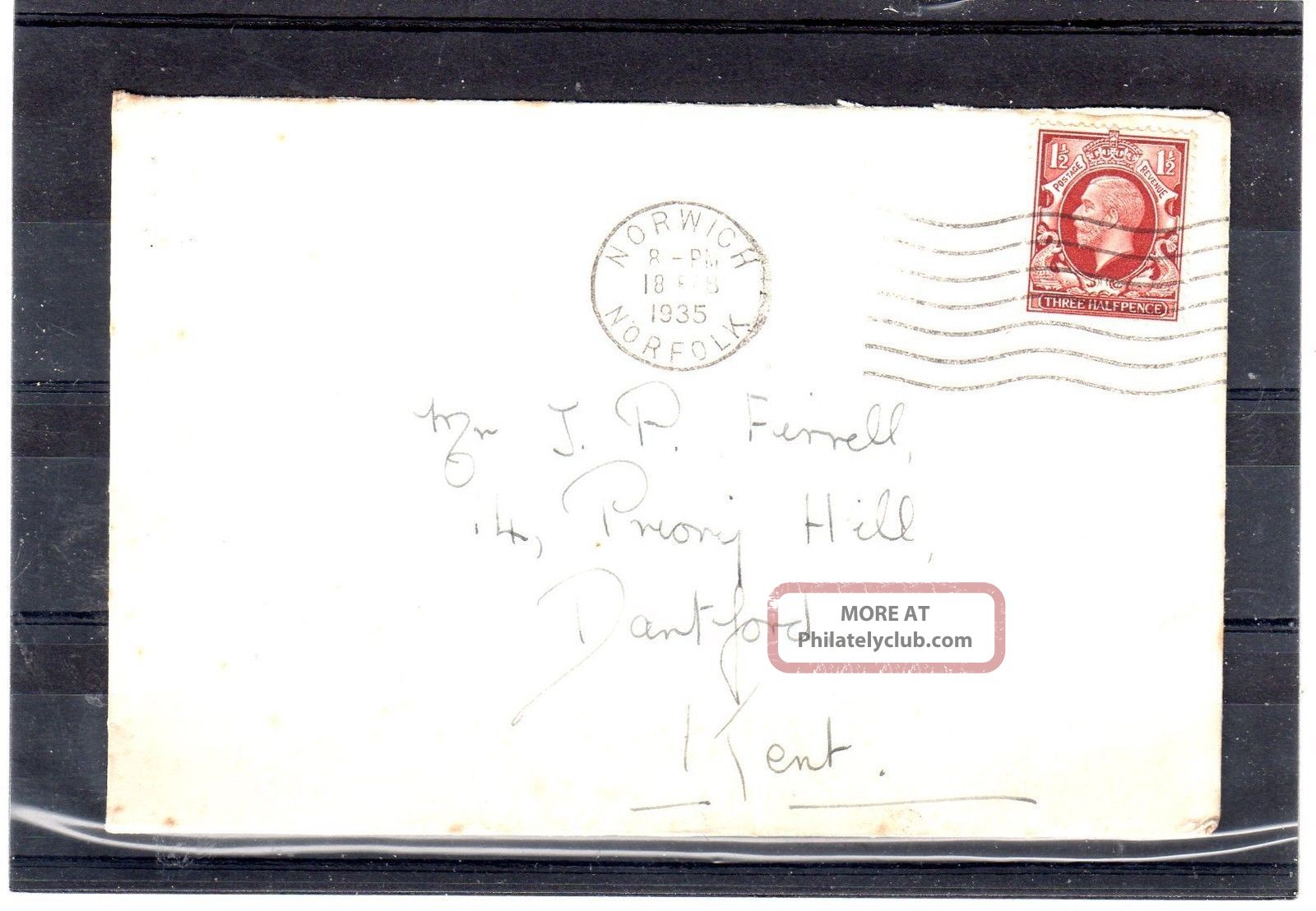 Gb = Postal History - G5,  (1935) Norwich,  Norfolk Machine Cancel To Dartford Covers photo
