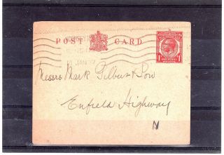 Gb = Postal History - G5,  1d Stationary Card,  (1927) Hornsey N.  8 Krag Cancel photo