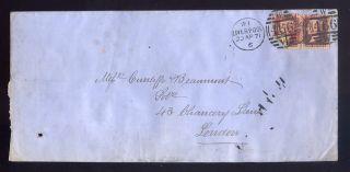 Penny Red X 2 On Cover. .  Stamp Folded+postmarked On Back photo
