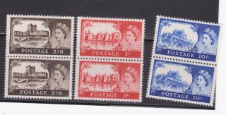 Great Britain Sc 525 - 527 X2 Ea.  1968 Castle Type Unwatermarked Nh Og F/vf Sc$13 photo
