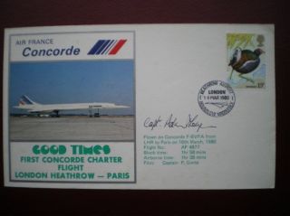 1980 Signed Ba Concorde Cover Heathrow - Paris Goodtime Charter photo