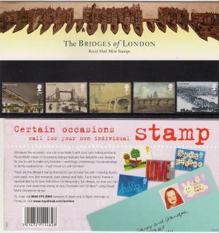 Gb 2002 Bridges Of London Presentation Pack 338 + Insert Card photo