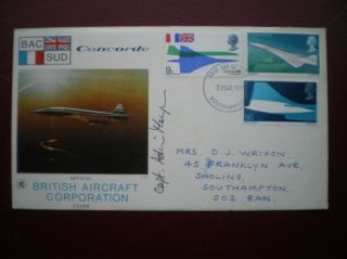 1969 Signed Bac/sud Concorde Cover Capt A Thompson photo