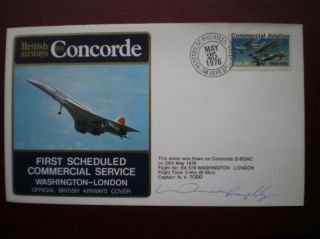 1976 Signed Ceo Concorde Cover 1st Flight Washington - London Cover photo