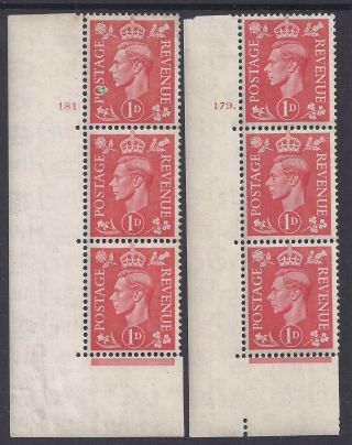 Gb Sg486 Kgvi 1d Pale Scarlet Cylinder Numbers 179 & 181 Q5a photo