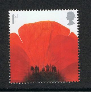 Passchendaleand Red Poppy Illustrated On 2007 British Commemorative Stamp photo