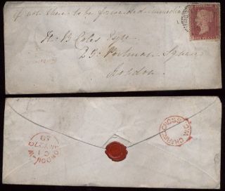 Gb Qv 1d Red Star 1858 Cover. .  Charing Cross photo