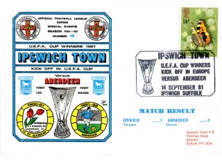 16 September 1981 Ipswich Town 1 Aberdeen 1 Commemorative Cover photo