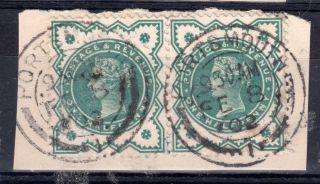 Gb = Town/village Cancel.  On Qv Stamp - `portsmouth` Thick Arcs In Pair. photo