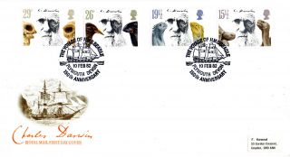 10 February 1982 Charles Darwin Royal Mail First Day Cover Hms Beagle Plymouth photo