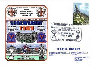 21 August 1979 Shrewsbury Town 1 Notts County 1 Commemorative Cover photo