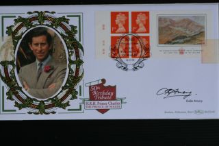 Autographed Signed Colin Amery Architect Prince Of Wales 50th Silk Fdc Blcs149 photo