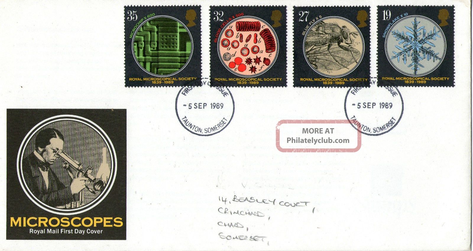5 September 1989 Microscopes Royal Mail First Day Cover Taunton Fdi Organizations photo