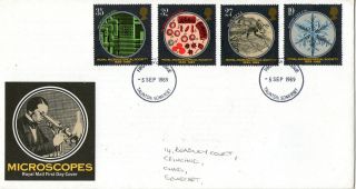 5 September 1989 Microscopes Royal Mail First Day Cover Taunton Fdi photo