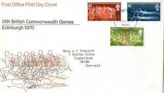 15 July 1970 Commonwealth Games Post Office First Day Cover Truro Fdi photo