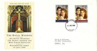 22 July 1986 Royal Wedding Royal Mail First Day Cover Leeds Fdi photo