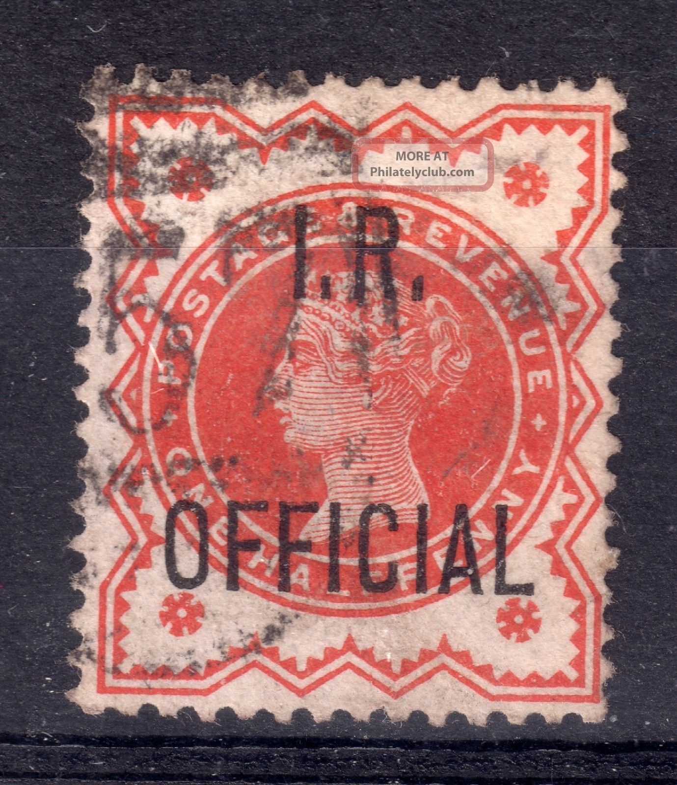 Gb = Town/village Cancel.  On Qv Stamp,  `?57 / ???` I.  R.  Official Great Britain photo