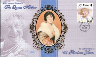 Jersey 4 August 2000 Queen Mother Benham Silk First Day Cover Shs photo