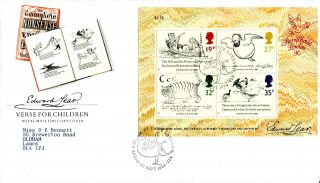 27 September 1988 Edward Lear Miniature Sheet Royal Mail Fdc London N22 Shs photo