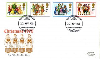 22 November 1978 Christmas Post Office First Day Cover British Library Shs photo