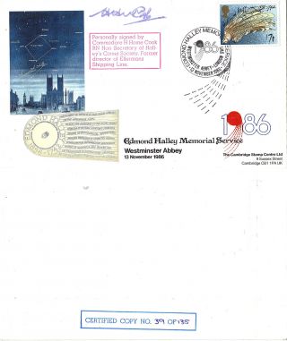 13 Nov 1986 Halleys Comet Memorial Cover Signed By Society Secretary Shs photo