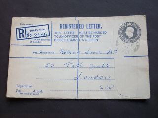Gb Stationery Kgv1 81/2d Registered Envelope Boars Hill Oxford Cds To London Sw photo